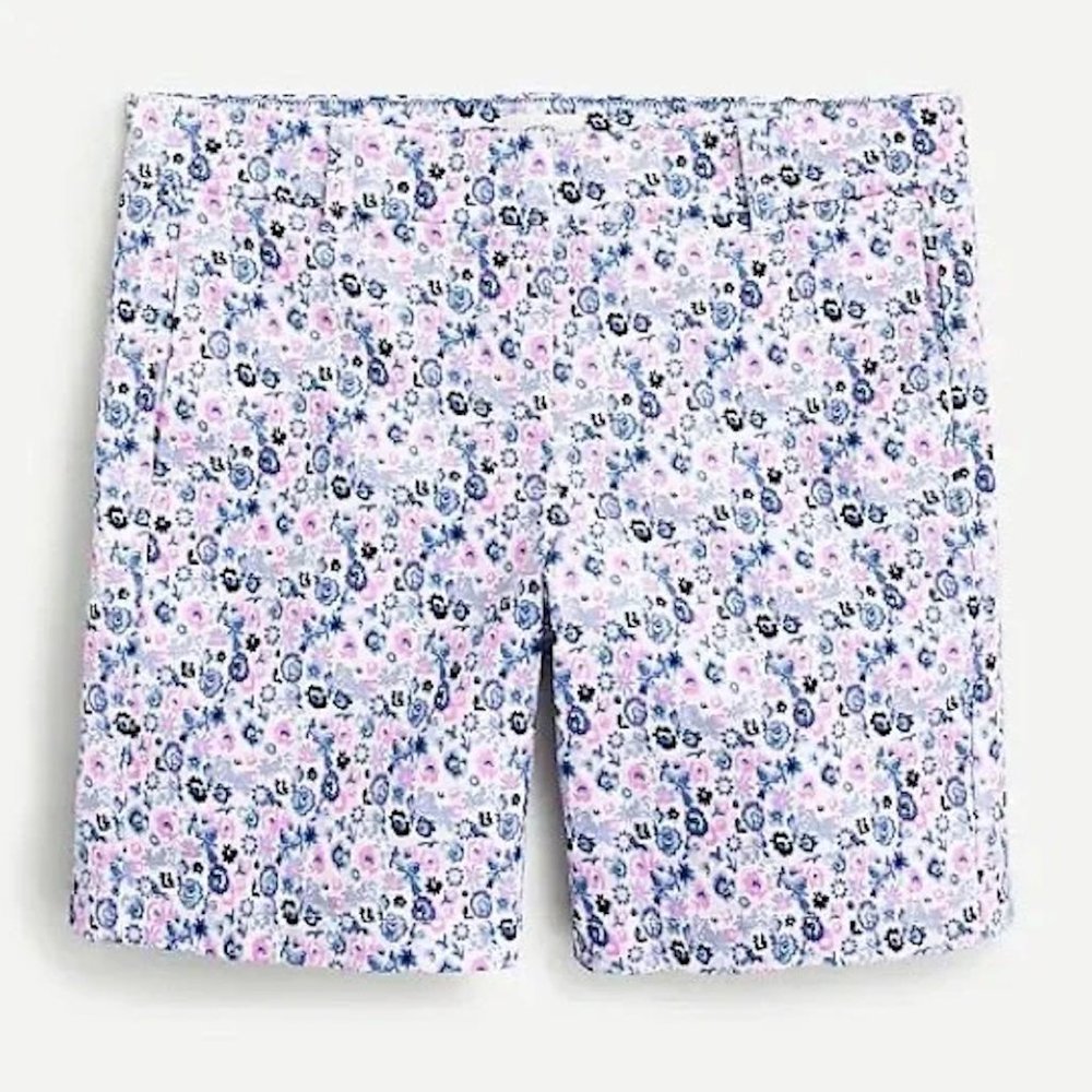 J. Crew Floral Print Stretch 7" Chino Shorts Size 10 NWT